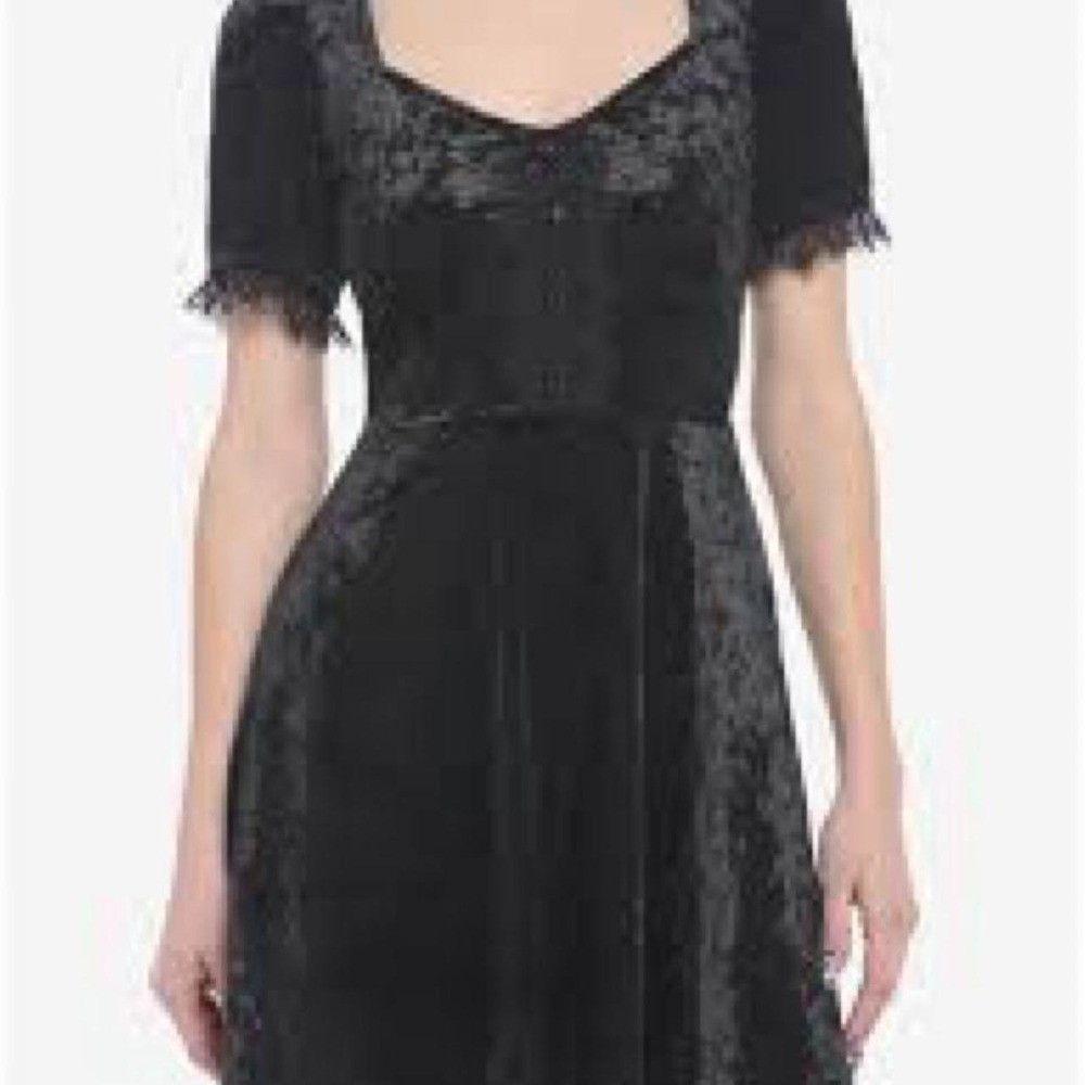 Hot Topic Cosmic Aura Black Velvet Lace Mini Dress XL Goth
